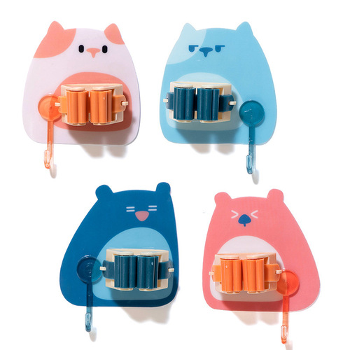 Mop hook with hole-free storage bathroom mop broom hanger wall strong sticky hook storage hanging clip