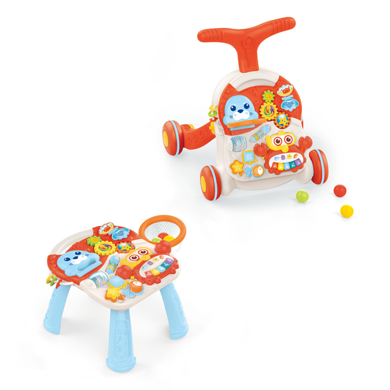 Multi-functional baby walker trolley anti-O-leg baby walker two-in-one children's study table