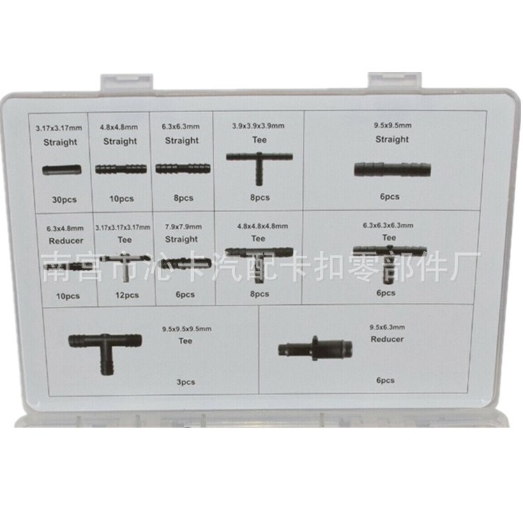 Conector rápido del coche tubo de pulverización de agua conector tee tipo T 113 unidades en caja