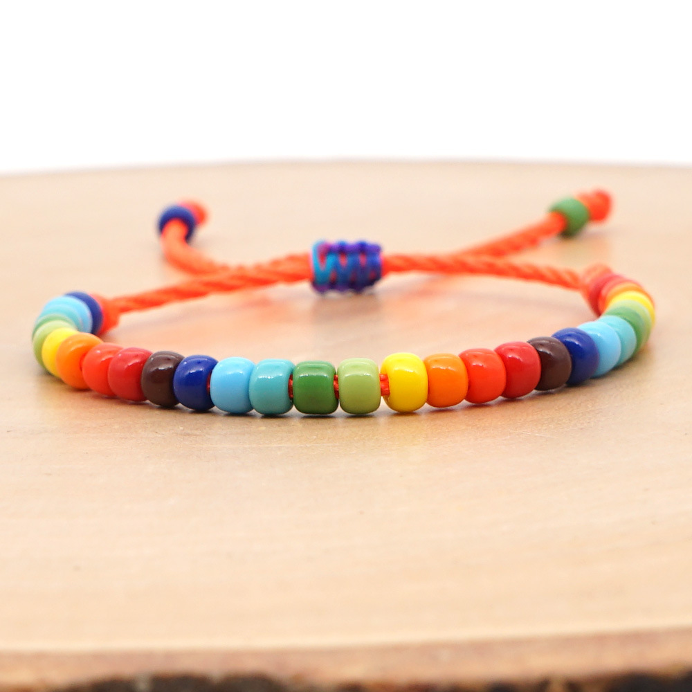 creative Bohemian ethnic rainbow enamel beads glass handmade couple braceletpicture4