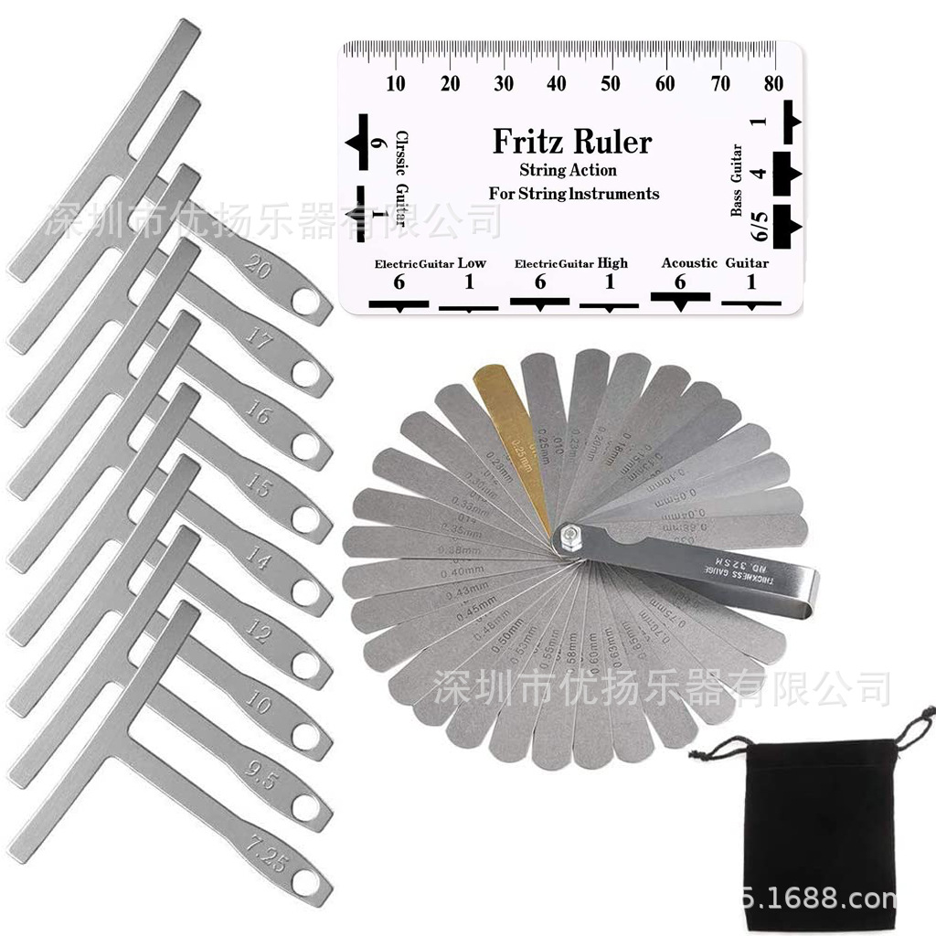 Herramienta de medición de guitarra altura de acordes regla de brecha regla diapasón Radian regla guitarra DIY herramienta de medición traje