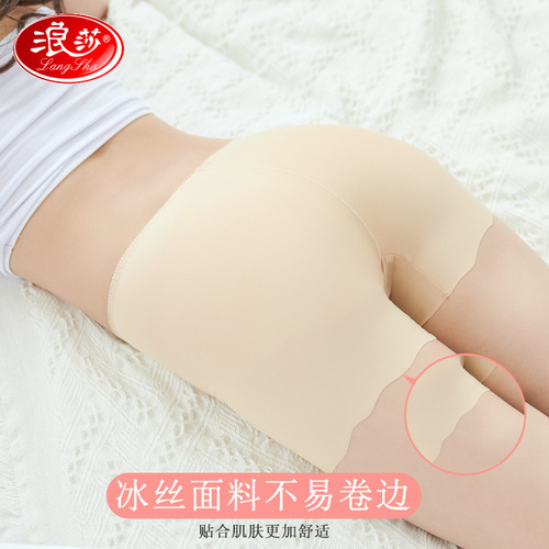 Lansha new style women's anti-exposure ice silk panties, mid-waist seamless lace-edged leggings, women's factory direct sales
