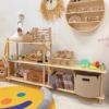 Korean Children&#39;s Room multi-storey DIY combination Shelf display Study book goods shelves Log Northern Europe goods in stock