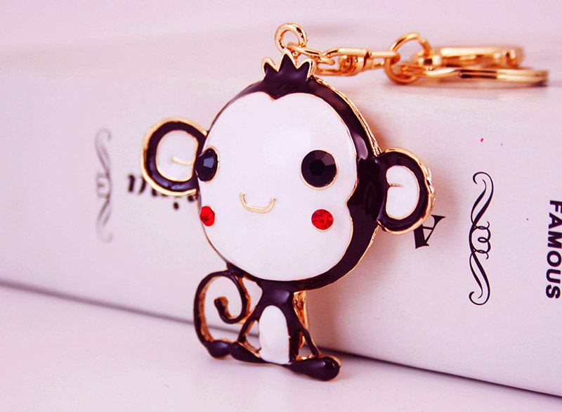 45g Weight Keychain Classification Metal Material Cartoon, Doll, Monkey Pattern Unisex Gender Cute Style Red, Blue, Yellow, Black Color Cartoon Doll Monkey Keychain Metal Unisex Cute Keychain 5