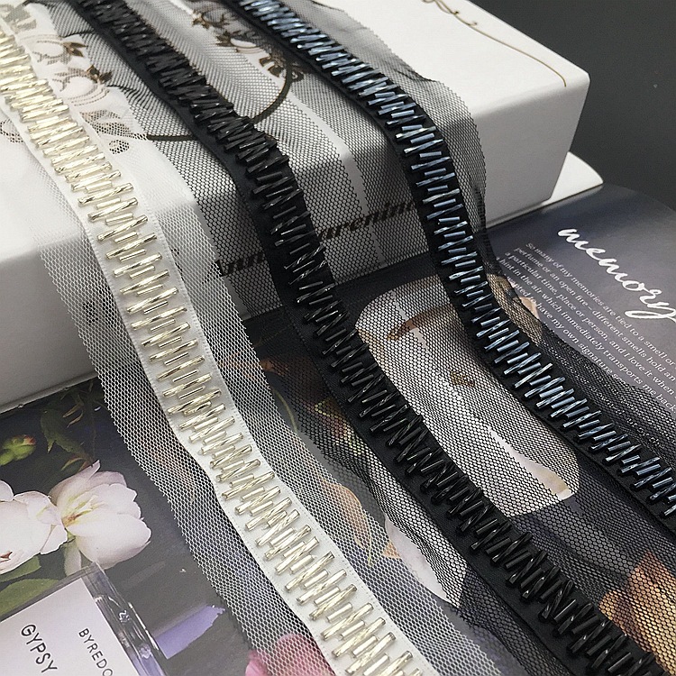 厂家手工钉珠花边条码 网布织带底螺纹珠管串珠服装装饰diy辅料