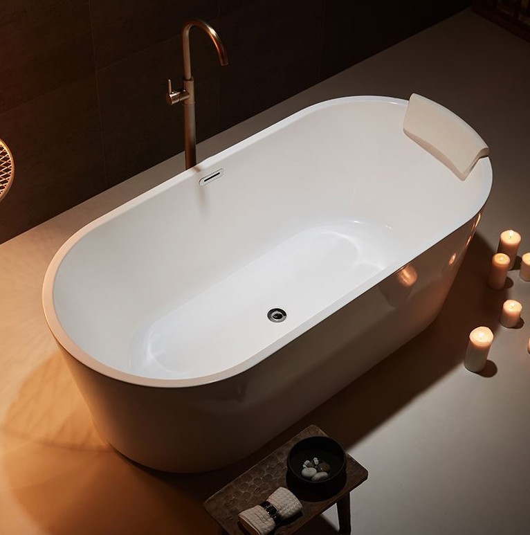 Foshan venta directa de fábrica simple borde Delgado doble bañera de acrílico B & B Hotel en línea rojo adulto bañera independiente