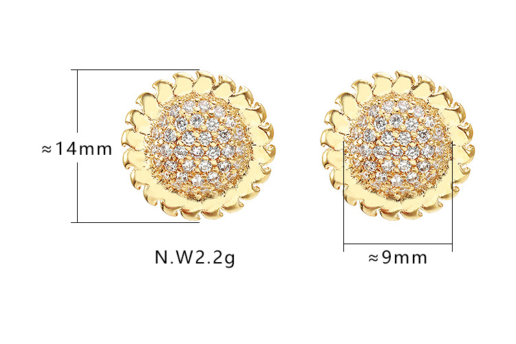 Wholesale Fashion Gold-plated Zircon Round Earrings display picture 1