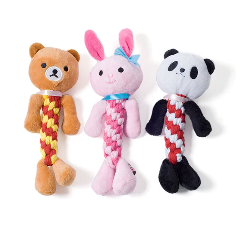 Wholesale dog teeth cleaning knotted new pet toys large, medium and small size bite-resistant molar twist toys