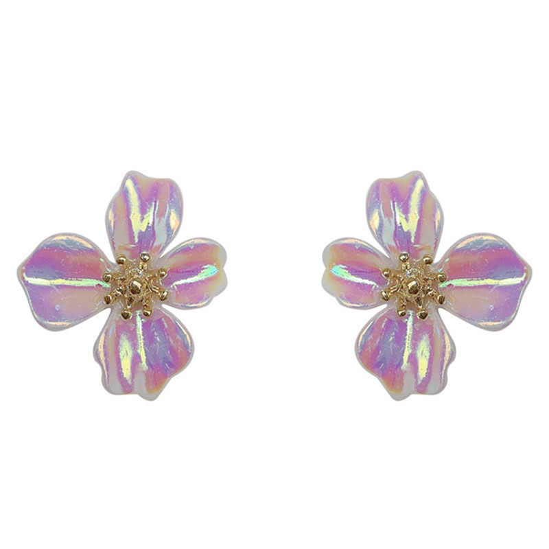 Korean Colorful Flower Earrings New Simple Super Fairy Earrings Sweet Girl Earrings Wholesale Nihaojewelry display picture 11