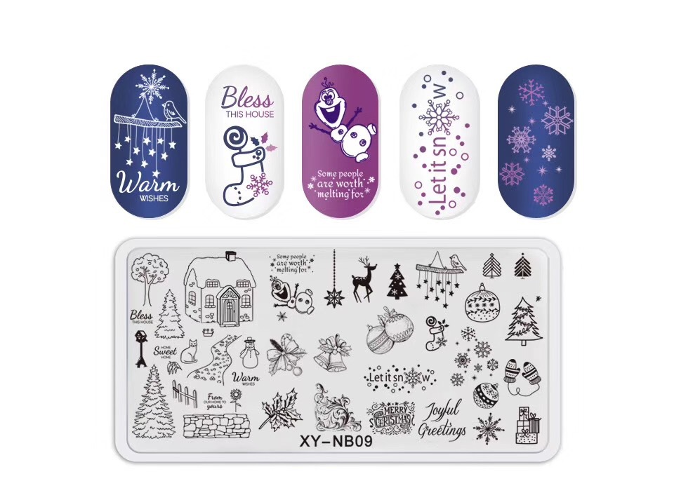 Nueva plantilla de impresión de uñas DIY película Azul de impresión de uñas esmalte de uñas placa de acero pintada XY-NB16