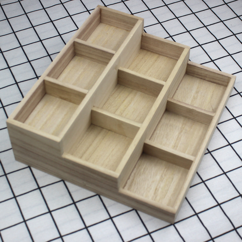 Caja de almacenamiento de cosméticos de madera de múltiples capas productos para el cuidado de la piel caja de madera de almacenamiento de madera multi-rejilla tocador organización caja de madera