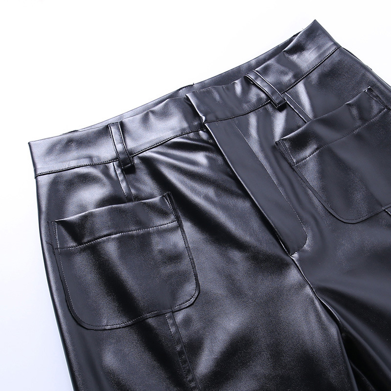 Sexy High-Waist Pu Leather Straight Pants NSGYB97747