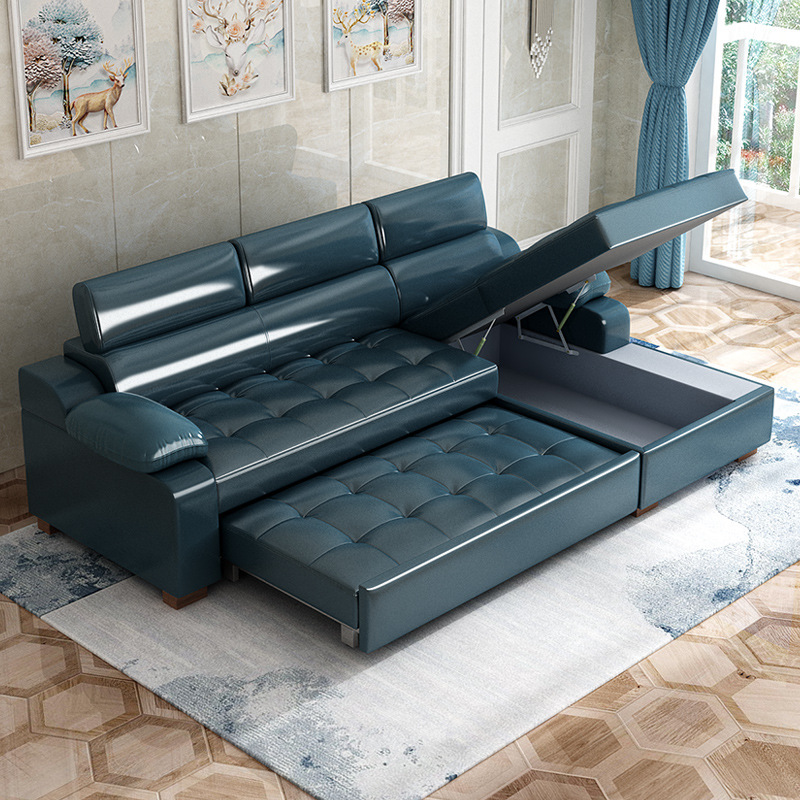 Art de cuero plegable de doble uso sofá cama de alta calidad sofá de esquina de almacenamiento tipo pequeño sofá cama multifuncional combinación