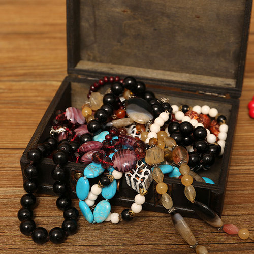 New foreign trade exquisite jewelry storage box debris dust-proof wooden box desktop storage box antique wooden box