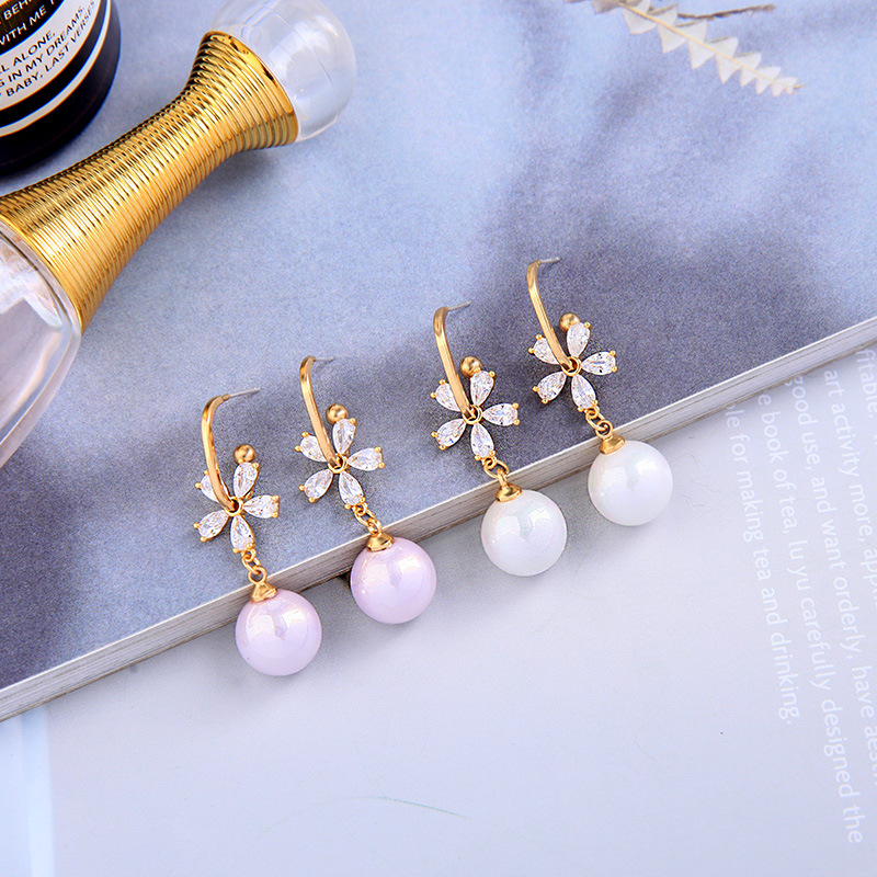 S925 Silver Fashion Flower Pearl Earrings display picture 6