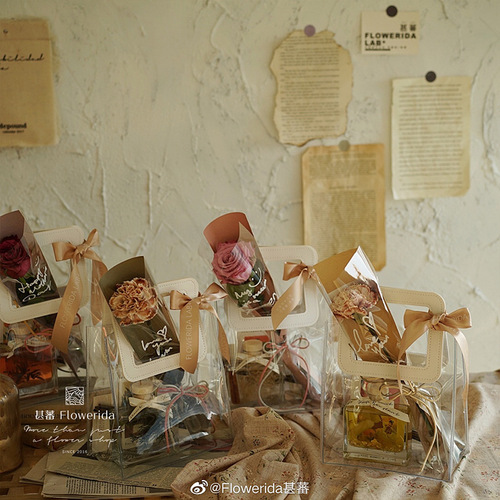 Transparent PVC baking tote bag transparent bag Women's Day dessert wedding candy bag flower bouquet gift bag souvenir