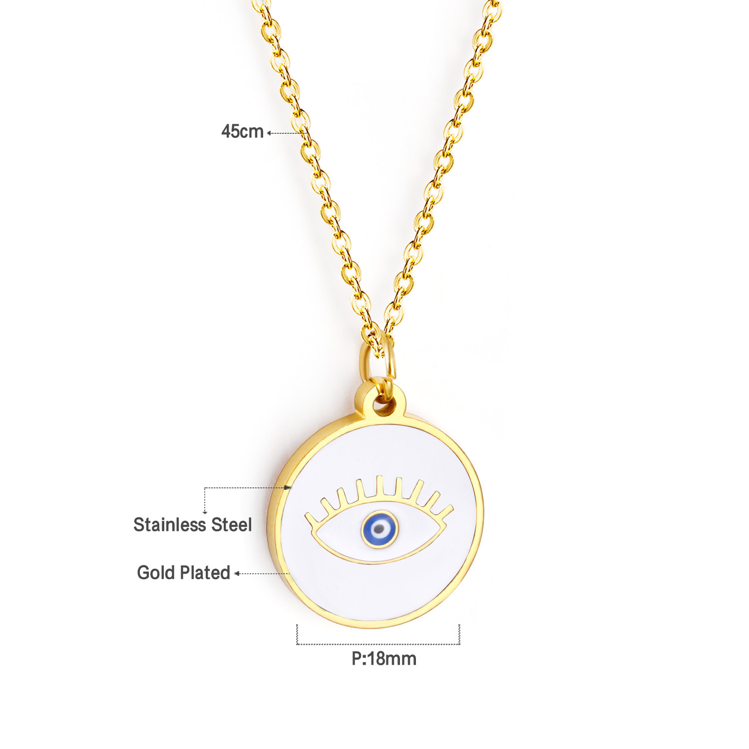 Fashion Devilu0027S Eye Hand Of Fatima Stainless Steel Plating Pendant Necklace