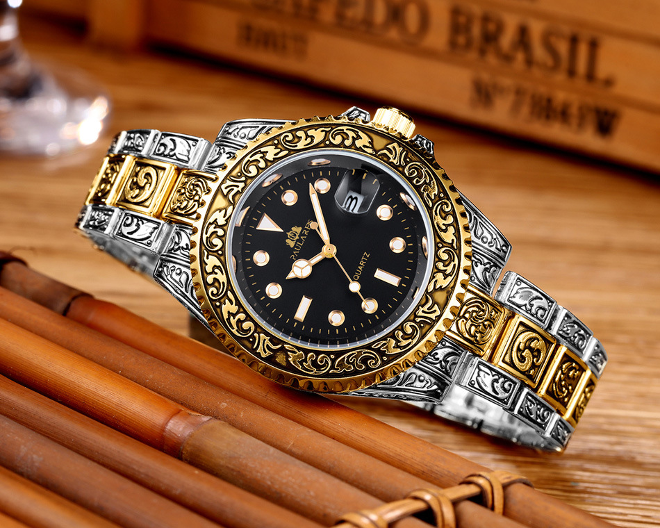 Montre homme à quartz sculptée avec calendrier fantôme d'eau lumineuse MONTRE À QUARTZ_voghion.com