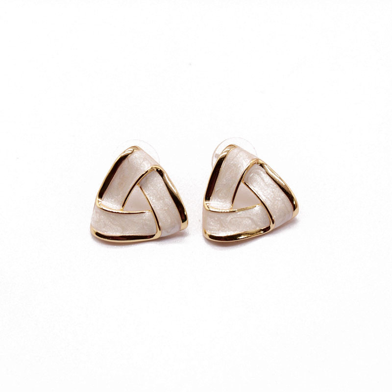 Triangle White Drip Glaze  Earrings display picture 6