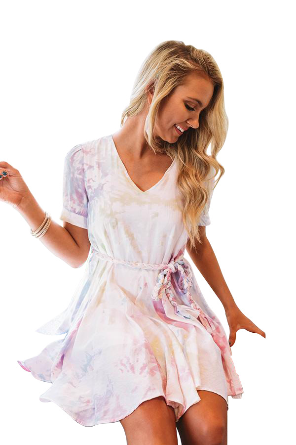 tie-dye short-sleeved loose dress nihaostyles clothing wholesale NSYDY86945