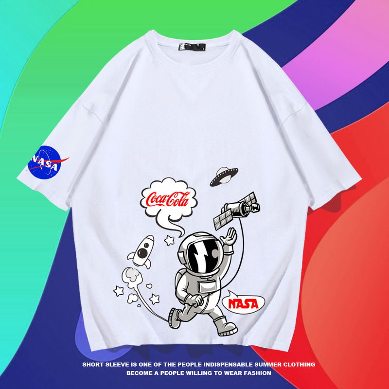 nasa Short-sleeved T-shirt Men's Fashionable Brand Summer Loose Half-sleeved Hip-hop Trend nasa Astronauts Joint Half-sleeved T-shirt