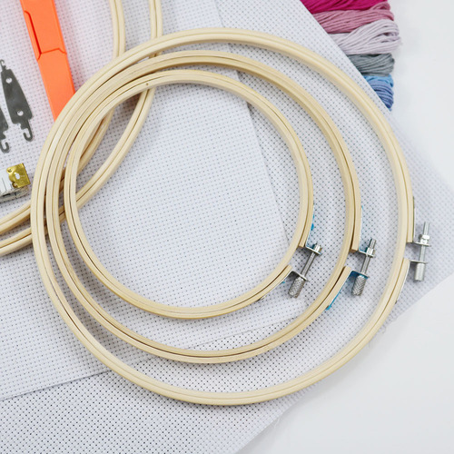 5 Bamboo Embroidery Rings, Russian Embroidery, 100-color Embroidery Floss, Embroidery Fabric Accessory Tools, Cross-stitch Hoop Set