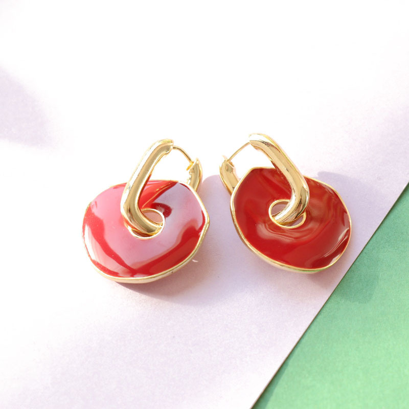 Red Round Earrings display picture 2
