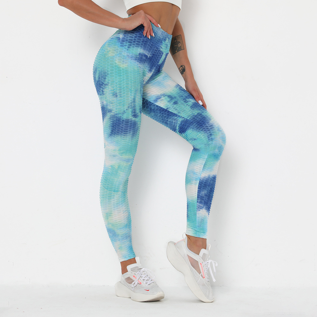 pantalones de yoga con efecto tie-dye en jacquard de tinta NSNS11006