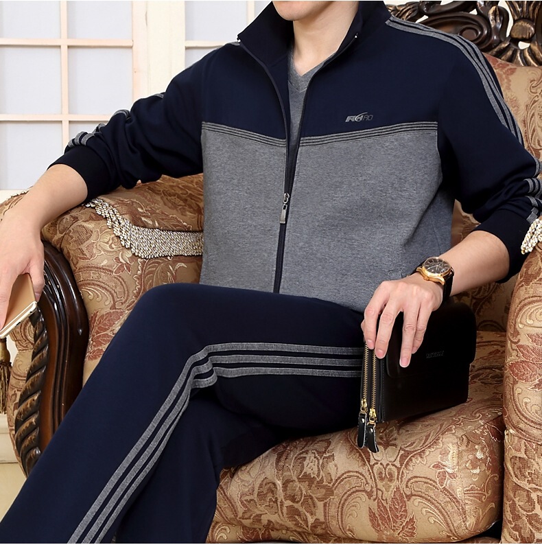 Sports Suit Men's Spring and Autumn Three-Piece Dad Suit Middle-Aged and Elderly Sportswear Men's Long-Sleeved Large Size Loose Casual Suit