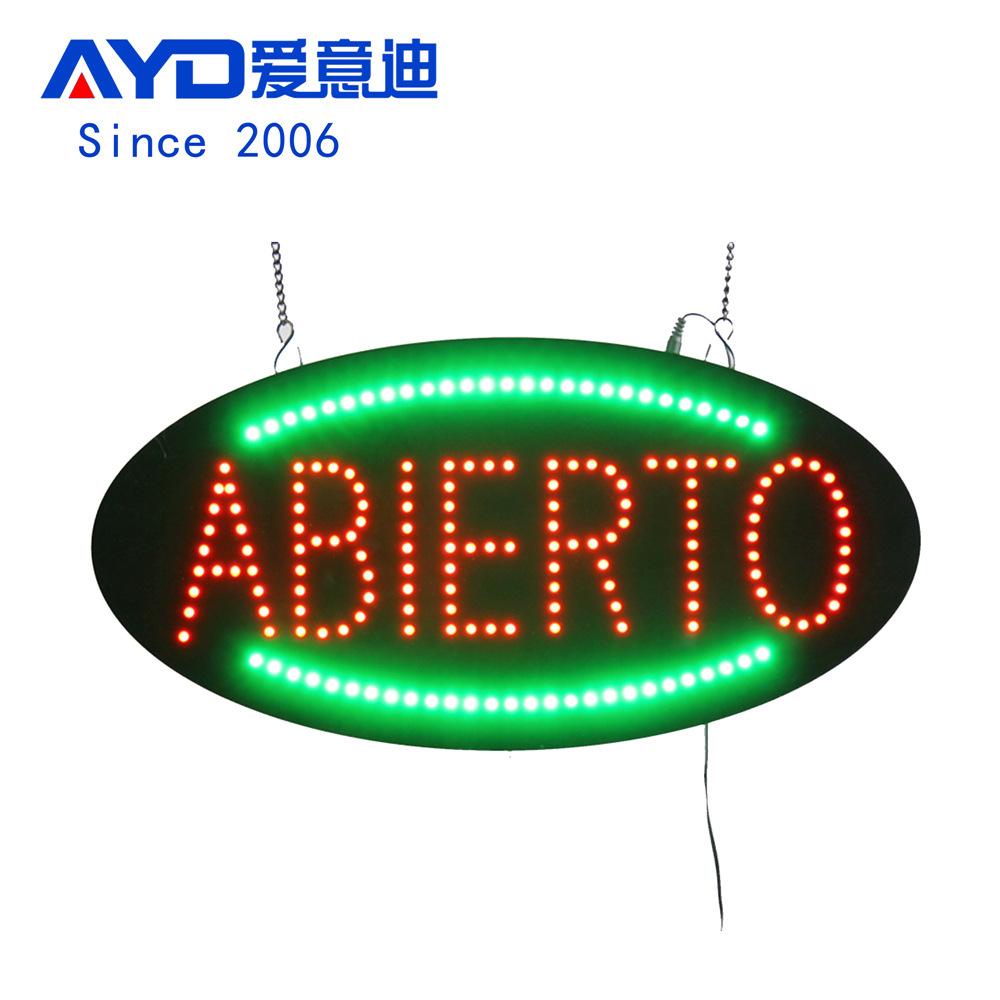 跨境货源广告灯牌 店铺营业ABS挂牌定制LED Abierto Sign 48x24cm