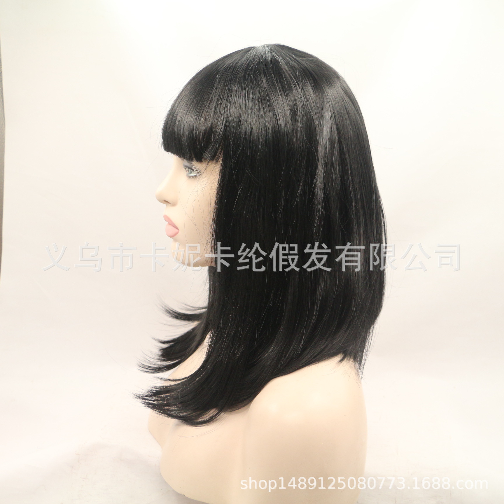 Cabello corto de moda europea y americana, peluca de fibra química, tocado femenino, funda de encaje al por mayor