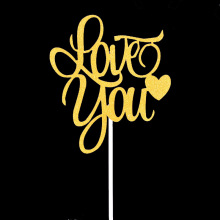 出口婚礼DIY蛋糕插牌 甜品插签 LOVEYOU金葱纸插卡 烘培蛋糕装饰