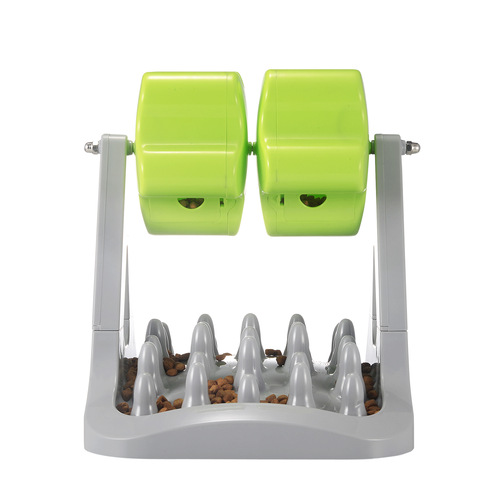 Roller-style intelligence development slow feeder toy with automatic rotating feeder, dog slow feeder bowl, sniffing training device