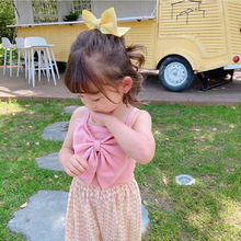 女童吊带衫大蝴蝶结百搭上衣背心25夏装新款外贸童装代发3-8岁