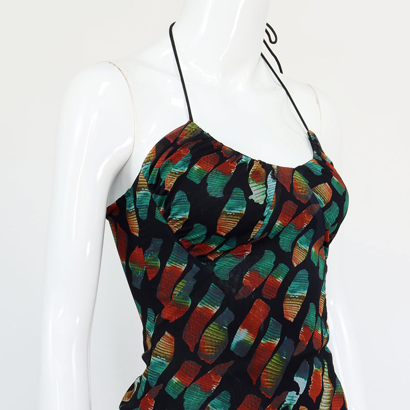 autumn new style strapless print folds slit skirt  NSMI26170