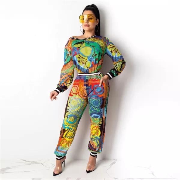 Women's Daily Vacation Printing Abstract Printing Contrast Binding Jumpsuits display picture 2