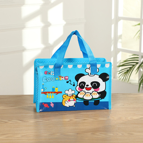 Shopee cross-border primary school student cartoon non-woven tutoring handbag color printed laminated sewing shopping bag bento lunch box bag