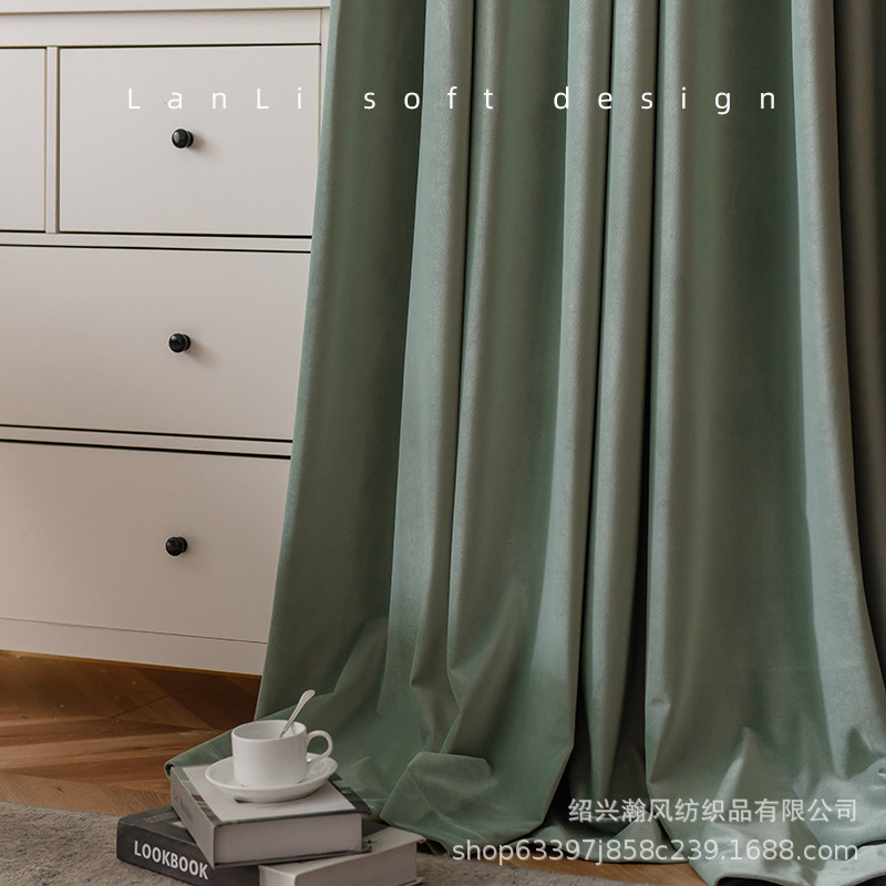 2020 new velvet American modern simple light thick velvet curtains finished custom dirty powder wholesale