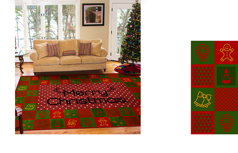 跨境亚马逊地毯,圣诞节地毯地垫,圣诞夜装饰地垫,茶几沙发垫
