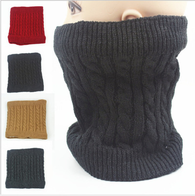 秋冬季加绒针织脖套情侣户外保暖脖套纯色男女韩版双层套头围脖|ms