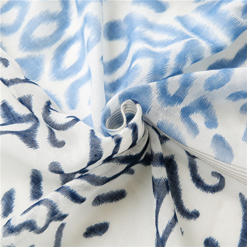 Harajuku style Japanese style forest girl style ripple print pattern sun protection shawl scarf beach towel cotton and linen tassel silk scarf for women