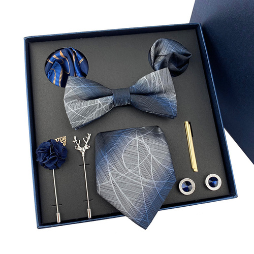  New Men's Tie Light Luxury Gift Box Wedding Tie Tie Pocket Square Brooch Cuff Father's Day Gift Box
