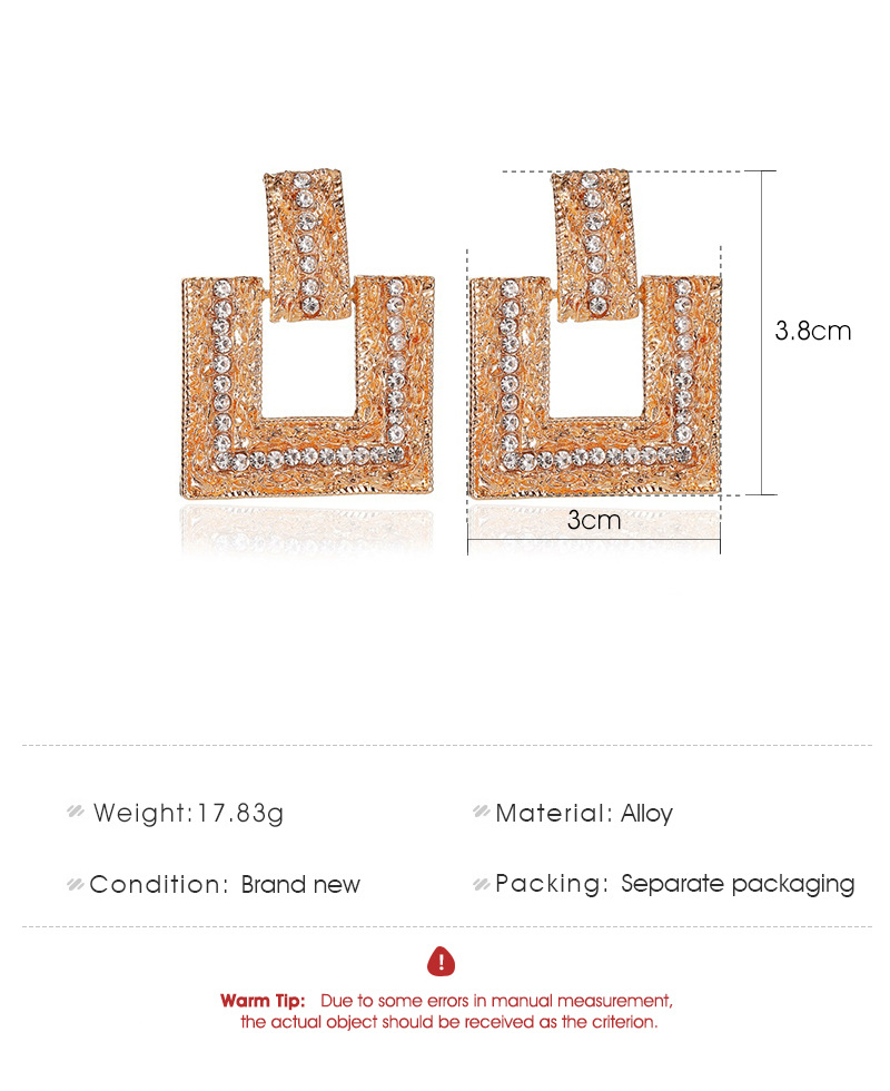 The New Geometric Diamond Square Earrings Exaggerated Flash Diamond Twist Earrings Elegant Long Earrings display picture 1