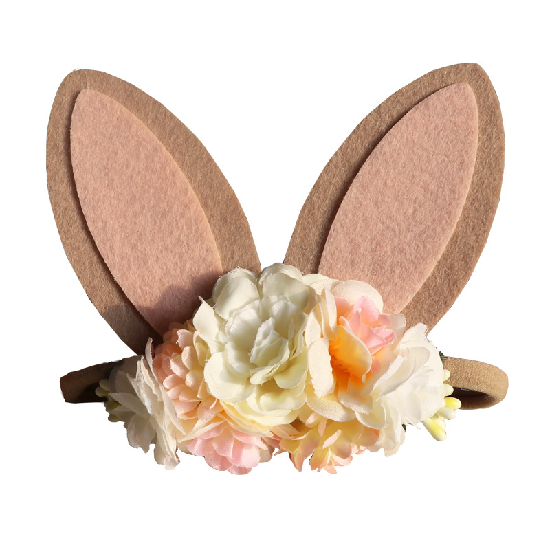Fashion Bunny Ears Flower Cloth Hair Band 1 Piece display picture 4