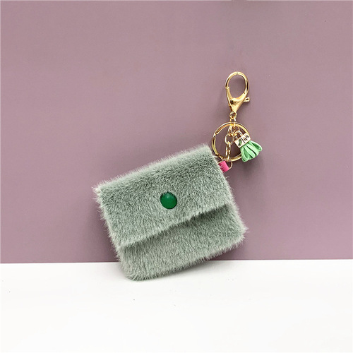 Mini coin purse keychain candy color cute coin key bag pendant data cable storage bag key chain