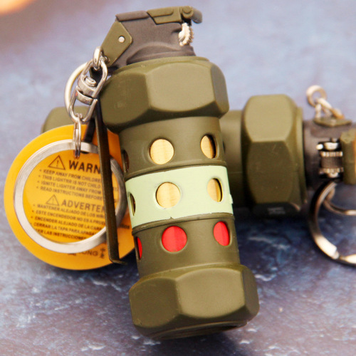Creative personalized grinding wheel inflatable open flame grenade shape with keychain military pendant lighter 825