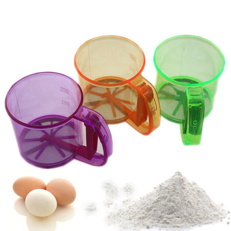 手持面粉筛糖粉筛杯式滤网细筛网 塑料手动面粉筛烘焙工具现货|ru