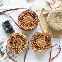 New Bali Rattan Woven Bag, Retro Grass Weave Beach Travel Crossbody Bag