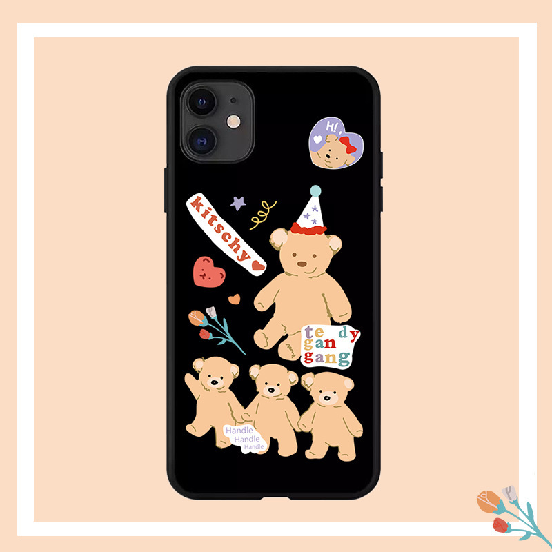 ins Cartoon Bear for iphone11/Huawei P40P Frosted Phone Case Drop-Resistant All-Covered diy