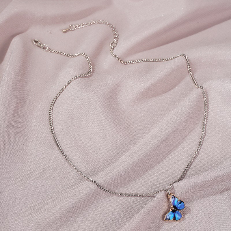 Summer new product gradient butterfly necklace couple clavicle chain butterfly bracelet wholesale
